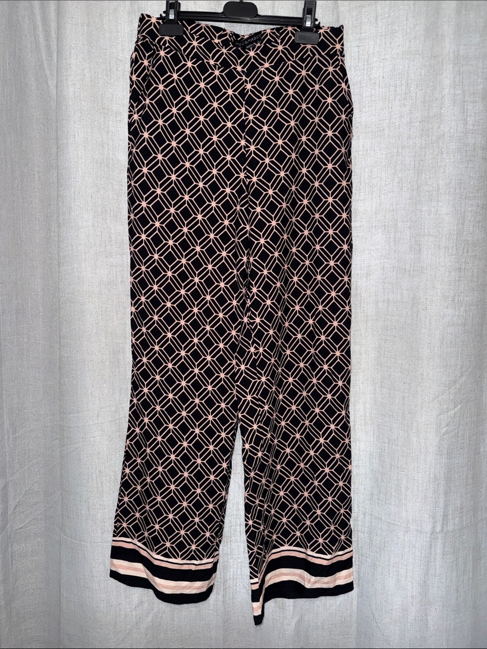 Meg & Margot Flowy Pull-On Wide-Leg Retro Geometric Pants